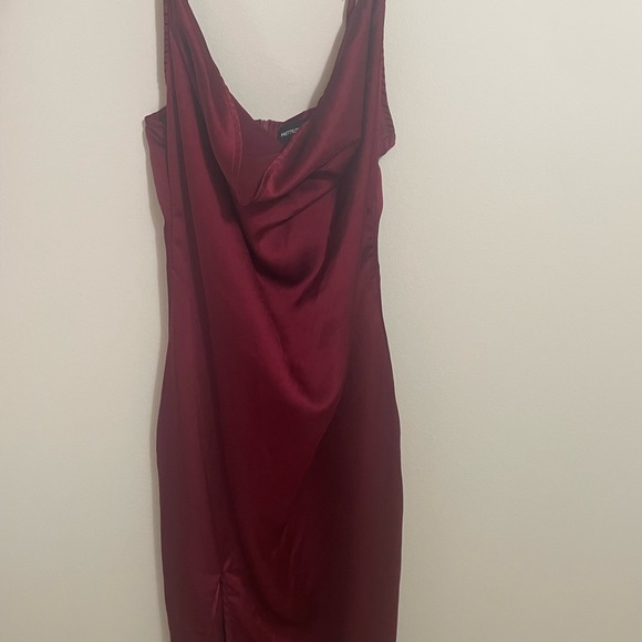 Burgundy Strappy Satin Cowl Midi Dress Size 6. Worn once. - Picture 3 of 3